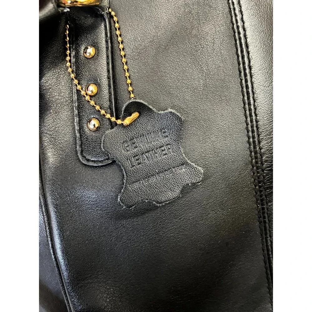 Giani Bernini Black Leather Shoulder Bag Purse Tote Classic Minimalist Studs EUC